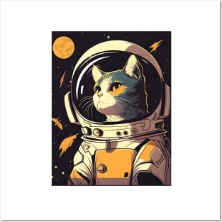 Funny Cat Astronaut Space Cat Lover Retro - Love Cats Posters and Art